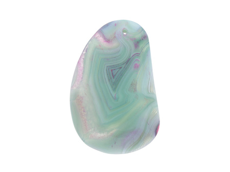 Agat / zawieszka / owal nieregularny / 57x37x6mm / zielono-różowy / 1szt