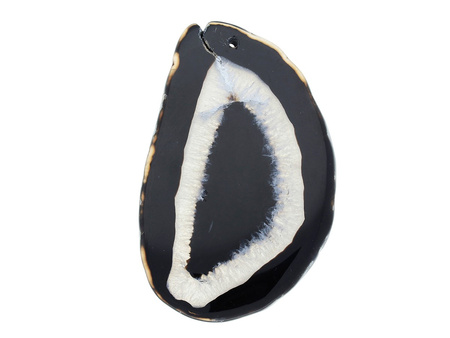 Agat / zawieszka / owal nieregularny / 74x49x6mm / czarno-biały / 1szt