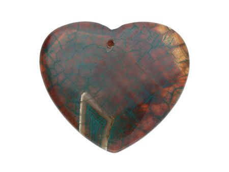 Agat / zawieszka / serce / 40x45x5mm / brązowo-zielony / 1szt