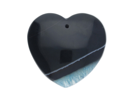 Agat / zawieszka / serce / 41x43x10mm / błękitno-czarny / 1szt