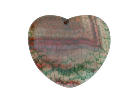 Agat / zawieszka / serce / 41x47x6mm / zielono-różowy / 1szt