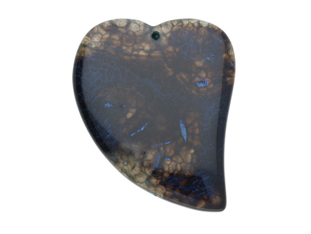 Agat / zawieszka / serce / 52x44x6mm / brązowo-niebieski / 1szt
