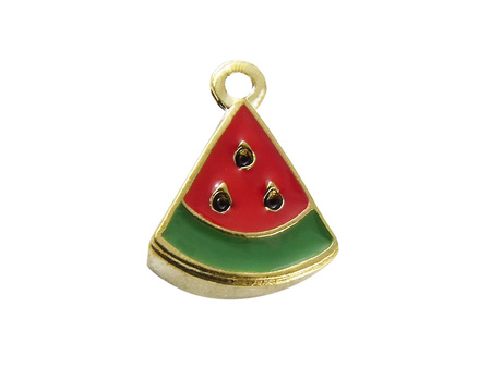 Arbuz SweetCharm™ / zawieszka charms / 15x11mm / kolor złoty, czerwony, zielony / otwór 1.9mm / 1szt