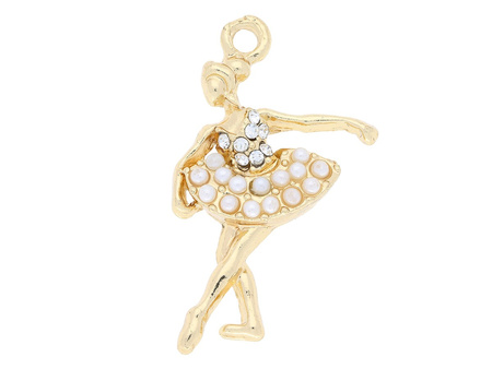 Baletnica Glamm™ / zawieszka charms / 8 cyrkonii / 31x18x5mm / KC Gold, Crystal / 1szt