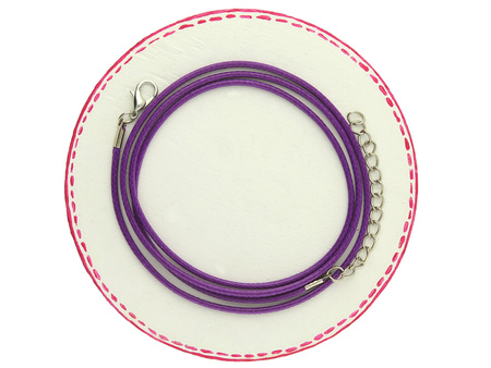 Baza naszyjnika / sznurek woskowany, metal / fioletowy / grubość 2mm, dł. 70+5cm / 1szt