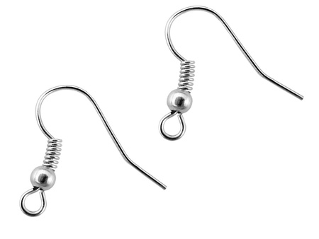 Bigle miedziane, otwarte z kulką i sprężynką / kolor srebrny / 19mm / 20szt