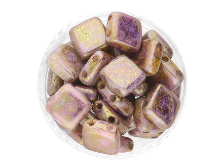 CZECHMATES™ / Tile Bead / 6mm / Luster Transparent / Gold-Alabaster / 30szt