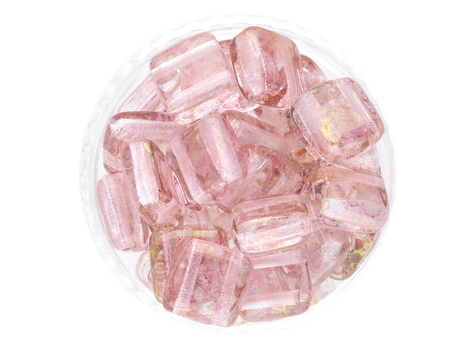 CZECHMATES™ / Tile Bead / 6mm / Luster Transparent / Topaz-Pink / 30szt