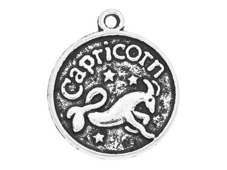 Capricorn / znak zodiaku / zawieszka charms / 20x18x1.5mm / srebrny / 2szt