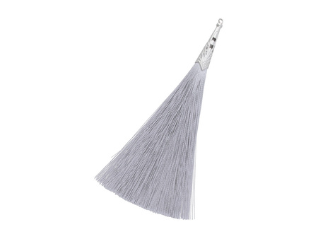 Chwost z nici wiskozowych / z srebrną czapeczką / 130mm / srebrny / 1szt