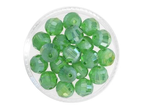 CrystaLove™ frosted / kryształki szklane / ball / 8mm / ciemny zielony / lustrzany / 10szt