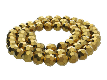 CrystaLove™ / kryształki szklane / ball / 10mm / złoty / lustrzany / 65szt