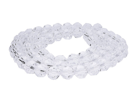 CrystaLove™ / kryształki szklane / ball / 8mm / biały / transparentny / 65szt
