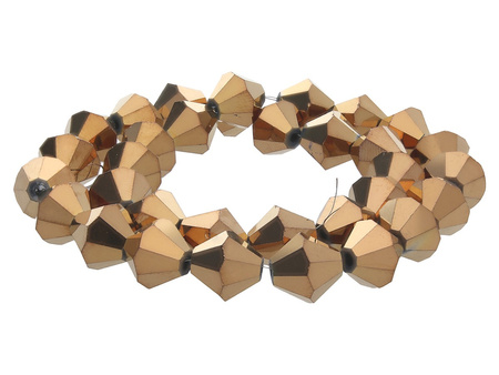 CrystaLove™ / kryształki szklane / bicone / 10mm / antyczny złoty / lustrzany / 32szt