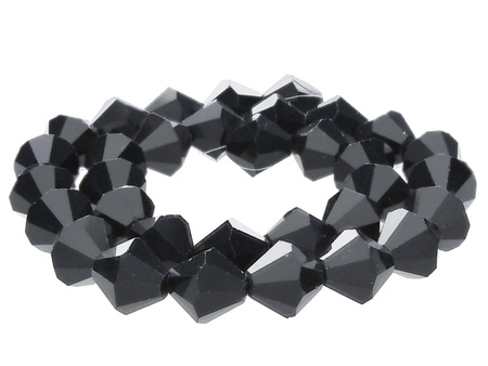 CrystaLove™ / kryształki szklane / bicone / 10mm / czarny / lustrzany / 32szt