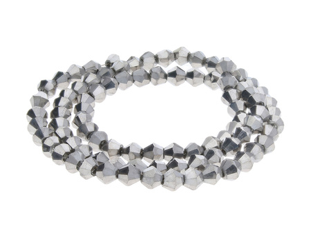 CrystaLove™ / kryształki szklane / bicone / 3mm / Dk Silver Lustered / 148szt