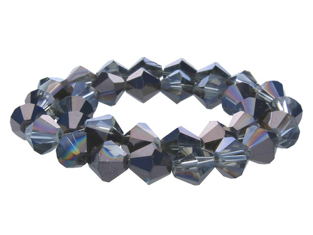 CrystaLove™ / kryształki szklane / bicone / 3mm / grafitowy / transparentny, lustrzany / 148szt
