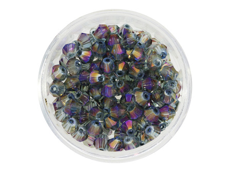 CrystaLove™ / kryształki szklane / bicone / 4mm / fioletowy / opalizujący / 110szt