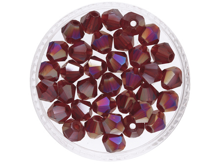 CrystaLove™ / kryształki szklane / bicone / 6mm / bordowy AB / 46szt