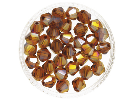 CrystaLove™ / kryształki szklane / bicone / 6mm / brązowy AB / 46szt
