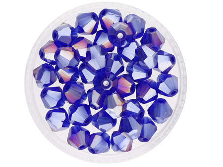 CrystaLove™ / kryształki szklane / bicone / 6mm / granatowy AB / 46szt