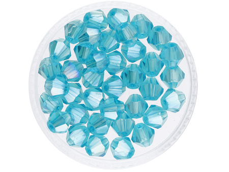 CrystaLove™ / kryształki szklane / bicone / 6mm / turkusowy AB / 46szt