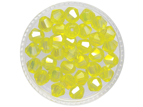 CrystaLove™ / kryształki szklane / bicone / 6mm / żółty AB / 46szt