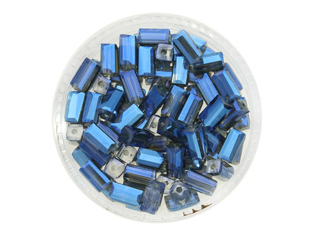 CrystaLove™ / kryształki szklane / cuboid / 7x3mm / niebieski / transparentny / lustrzany / 80szt