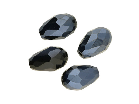 CrystaLove™ / kryształki szklane / kropla / 12x8mm / Hematite / 4szt