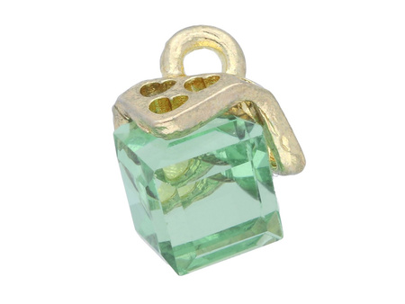 Cube / zawieszka charms / 16x12x10mm / KC Gold, Peridot / 1szt