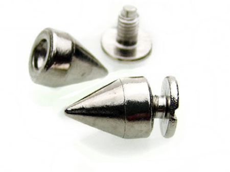 Ćwieki stożki - kolce wkręcane, kolor srebrny, 10mm, 5szt