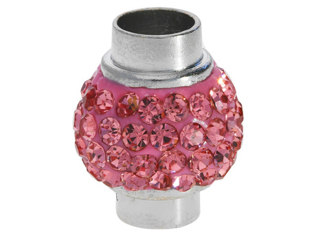 Discoteque™ / zapięcie magnetyczne / 16x12mm / kolor srebrny, jasny różowy / otwór 4mm / 1szt
