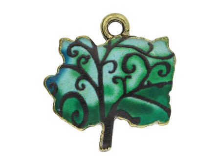 Drzewo SweetCharm™ / zawieszka charms / 18x18x2mm / antyczny brąz, zielony / 2szt