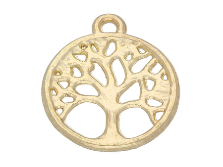 Drzewo / zawieszka charms / 18x16x1.5mm / KC Gold / 4szt