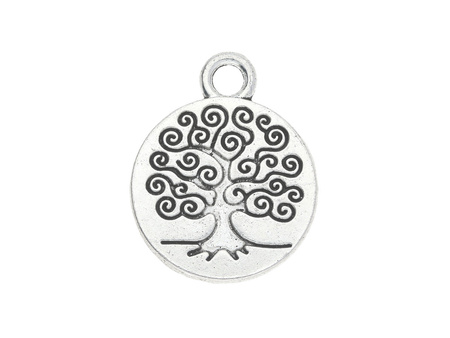 Drzewo / zawieszka charms / 19x15x2mm / srebrny / 4szt