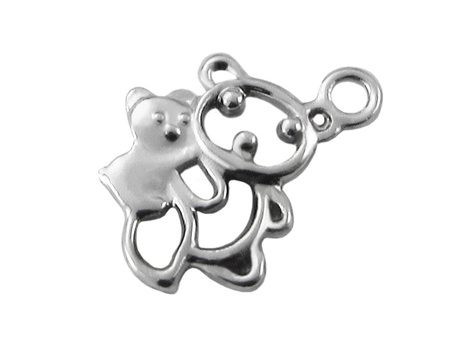 Dwa misie, zawieszka charms / kolor jasny srebrny / 19x13x2,5mm / otwór 2mm