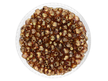 Firepolish™ / koraliki szklane / 3mm / Luster Transparent / Gold - Smoky Topaz / 40szt
