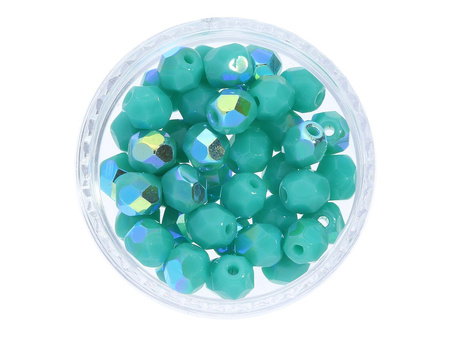 Firepolish™ / koraliki szklane / 3mm / Opaque AB / Turquoise / 40szt