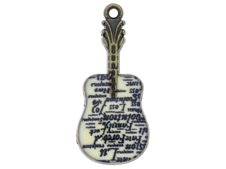 Gitara SweetCharm™ / zawieszka charms / 27x12x2.5mm / antyczny brąz / 2szt