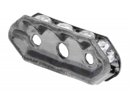 GlitteRing™ / separator / przekładka / 6 cyrkonii / 3.5x18x7mm / czarny / 3 otwory / 10szt