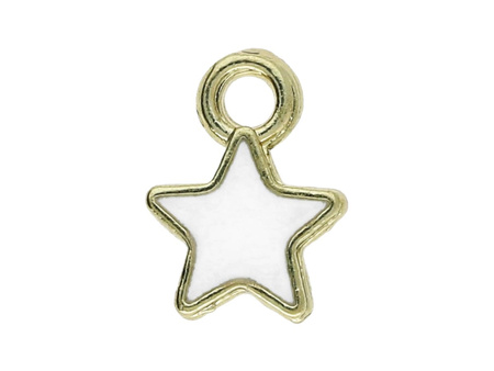 Gwiazdka SweetCharm™ / zawieszka charms / 8x6.5x1.5mm / KC Gold, biały / 6szt