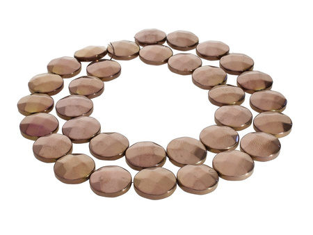 Hematyt, kamień naturalny / dysk fasetowany / 12mm / Bronze / otwór 0.7mm / 30szt