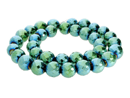 Hematyt, kamień naturalny / kula fasetowana / 12mm / Emerald / otwór 2mm / 32szt
