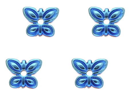Hematyt, kamień naturalny / motyl / 3x4x2mm / Deep Blue / otwór 0.5mm / 12szt