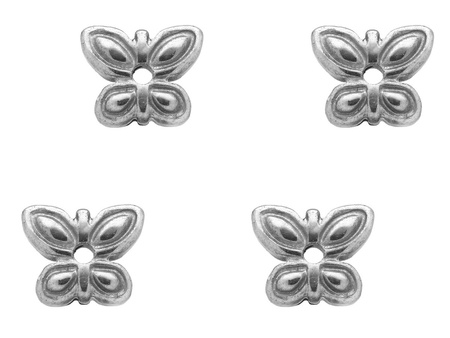 Hematyt, kamień naturalny / motyl / 3x4x2mm / Silver / otwór 0.5mm / 12szt