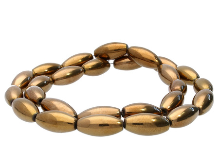Hematyt, kamień naturalny / oliwka / 16x8x8mm / Bronze / otwór 1mm / 25szt