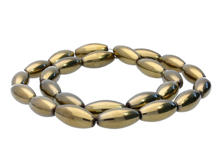 Hematyt, kamień naturalny / oliwka / 8x5x5mm / Aged Gold / otwór 1mm / 52szt