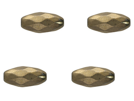Hematyt, kamień naturalny / oliwka fasetowana / 12x6x6xmm / Aged Gold / otwór 1mm / 4szt