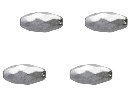 Hematyt, kamień naturalny / oliwka fasetowana / 12x6x6xmm / Silver / otwór 1mm / 4szt