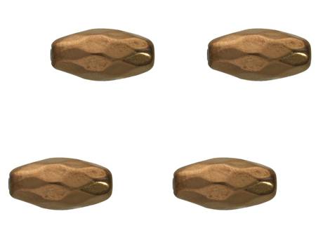 Hematyt, kamień naturalny / oliwka fasetowana / 5x3x3mm / Bronze / otwór 0.7mm / 12szt